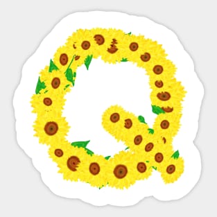 Sunflowers Initial Letter Q (White Background) Sticker